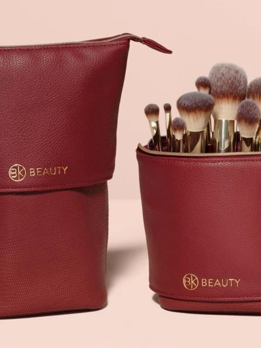 BK Beauty Standup Brush Holder & Travel Makeup Bag - Burgundy - Picture 7 of 12